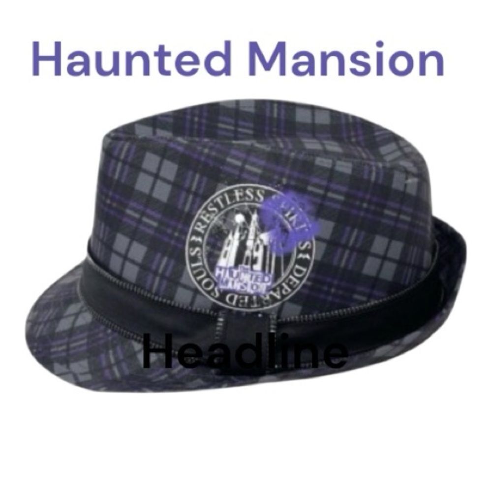 Haunted Mansion Plaid Fedora Hat in Purple and Black